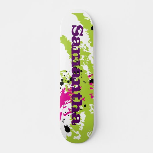 Roze groene verf Splash Ink Old School Skateboard (Voorkant)