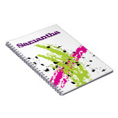 Roze Groene Verf Splash Inkt Spiral Notitieboek (Rechterzijde)