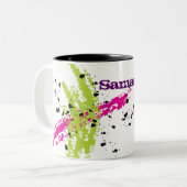 Roze Groene Verf Splash Inkt Splotch Koffie Mok Cu (Voorkant links)