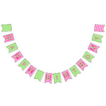 Roze, Groene Verjaardag Bunting Vlaggen