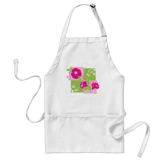 Roze groene vierkant pron standaard schort (Voorkant)