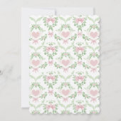 Roze & Groene Vintage Bruidsdouche Uitnodiging (Achterkant)