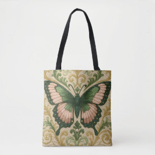 Roze & Groene Vlinder Tote Bag