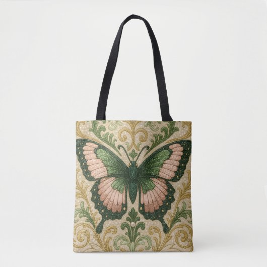 Roze & Groene Vlinder Tote Bag (Voorkant)