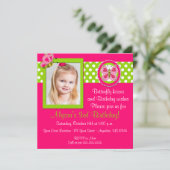 Roze groene vlinder - uitnodiging (Staand voorkant)