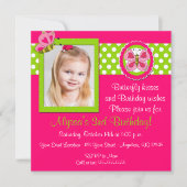 Roze groene vlinder - uitnodiging (Voorkant)