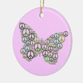 Roze groene vlinderbloemsierang keramisch ornament (Links)