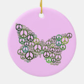 Roze groene vlinderbloemsierang keramisch ornament (Achterkant)