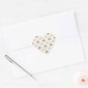 Roze Groene Vlinders Bruiloft Hart Sticker