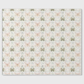 Roze Groene Vlinders Verjaardag Cadeaupapier (Vlak)