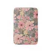 Roze groene vloeren laten Waterverf patroon achter Badmat (Voorkant Verticaal)