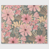 Roze groene vloeren laten Waterverf patroon achter Cadeaupapier (Vlak)