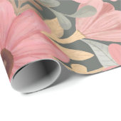 Roze groene vloeren laten Waterverf patroon achter Cadeaupapier (Rol Hoek)