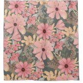 Roze groene vloeren laten Waterverf patroon achter Douchegordijn (Voorkant)