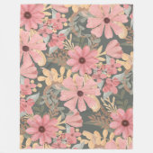 Roze groene vloeren laten Waterverf patroon achter Fleece Deken (Voorkant)