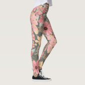 Roze groene vloeren laten Waterverf patroon achter Leggings (Rechts)