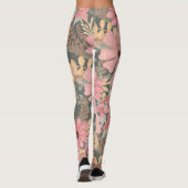 Roze groene vloeren laten Waterverf patroon achter Leggings (Achterkant)
