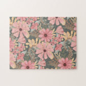 Roze groene vloeren laten Waterverf patroon achter Legpuzzel (Horizontaal)