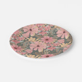 Roze groene vloeren laten Waterverf patroon achter Papieren Bordje (Gekanteld)