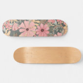 Roze groene vloeren laten Waterverf patroon achter Persoonlijk Skateboard (Horizontaal)