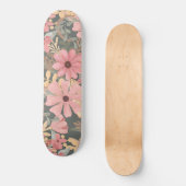 Roze groene vloeren laten Waterverf patroon achter Persoonlijk Skateboard (Voorkant)