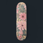 Roze groene vloeren laten Waterverf patroon achter Persoonlijk Skateboard<br><div class="desc">Dit elegante en vrouwelijke patroon is perfect voor de stijlvolle en trendy vrouw. Het bevat handbeschilderde koraalroze waterverf, middelroze, kastanjebruin, goudgeel, en bosgroene bloemen en bladeren boven op een groene achtergrond. Het is een land, , schattig, uniek, artsachtig en modern; de perfecte aanvulling op je persoonlijke stijl. ***BELANGRIJKE NOTA VAN...</div>