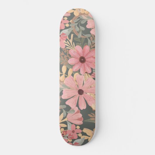 Roze groene vloeren laten Waterverf patroon achter Persoonlijk Skateboard (Voorkant)