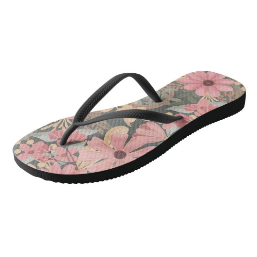 Roze groene vloeren laten Waterverf patroon achter Teenslippers (Schuin)