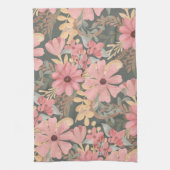 Roze groene vloeren laten Waterverf patroon achter Theedoek (Verticaal)