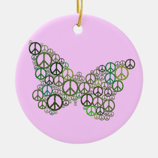 Roze Groene Vredesvlinder Ornament (Voorkant)