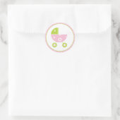 Roze & Groene Wandelwagen Ronde Sticker (Tas)
