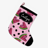 Roze groene watermeloen Melon Slice Wedge Fruiteit Grote Kerstsok (Voorkant (Hangend))