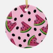 Roze groene watermeloen Melon Slice Wedge Fruiteit Keramisch Ornament (Voorkant)