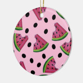 Roze groene watermeloen Melon Slice Wedge Fruiteit Keramisch Ornament (Links)