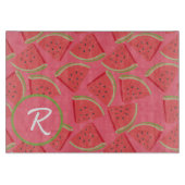 Roze & Groene Watermeloen Monogram Snijplank (Voorkant)