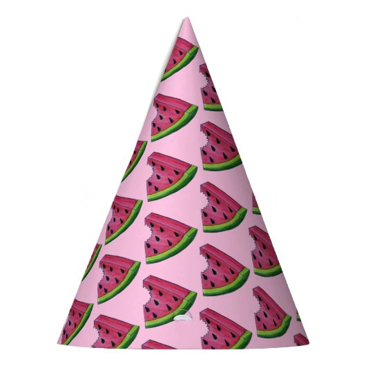 Roze Groene Watermeloen Slice Verjaardagsfeestje P Feesthoedjes (Links)