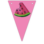Roze Groene Watermeloen Slice Verjaardagsfeestje P Vlaggetjes (Eerste vlag)