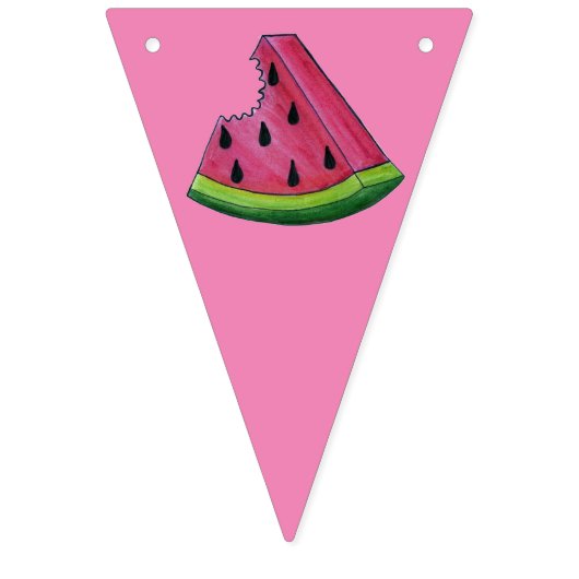 Roze Groene Watermeloen Slice Verjaardagsfeestje P Vlaggetjes (Eerste vlag)