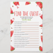 Roze Groene Watermeloen Vind Gast Baby shower Spel Briefpapier (Voorkant)