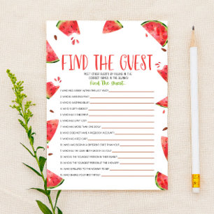 Roze Groene Watermeloen Vind Gast Baby shower Spel Briefpapier