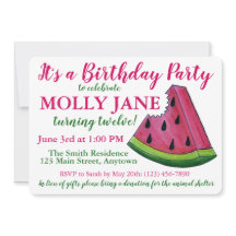 Roze groene watermelon Slice Birthday Party Shower