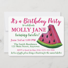 Roze groene watermelon Slice Birthday Party Shower Kaart