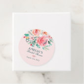 Roze Groene Waterverf Bloem Bruiloft Feest Bedankjes Labels (In situ)