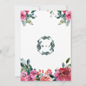 Roze groene Waterverf bloemen  Floral Chic Kaart (Achterkant)