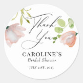 Roze Groene Waterverf Bloemen Vrijgezellenfeest Cl Ronde Sticker (Voorkant)