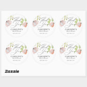 Roze Groene Waterverf Bloemen Vrijgezellenfeest Cl Ronde Sticker (Vel)