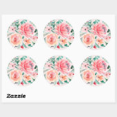 Roze Groene Waterverf Bloemen Vrijgezellenfeest Ronde Sticker (Vel)