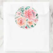 Roze Groene Waterverf Bloemen Vrijgezellenfeest Ronde Sticker (Tas)