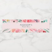 Roze Groene Waterverf Bloemen Vrijgezellenfeest Waterfles Etiket (Enkel label)