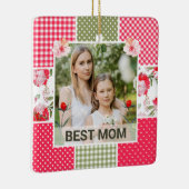 Roze & Groene Waterverf Bloemenpatchwork Moeder Keramisch Ornament (Rechts)